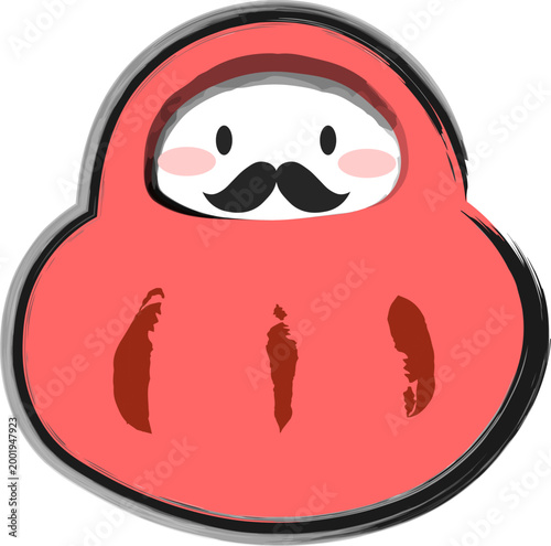 かわいい達磨（だるま）の手描きイラスト｜正月・年賀状素材