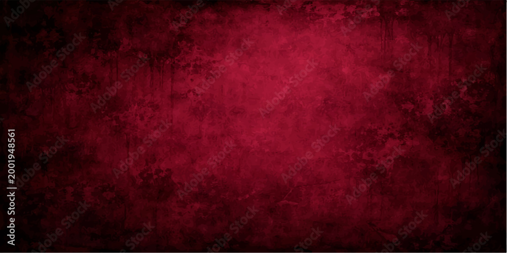 Fototapeta premium Vintage aged texture of a dirty red grunge wall with antique paper stripes and dark retro pattern material
