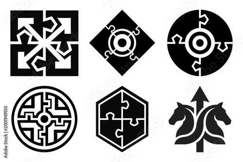 GPS arrow pin navigation logo collection