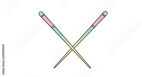 Colorful knitting needles crossed together tightly.