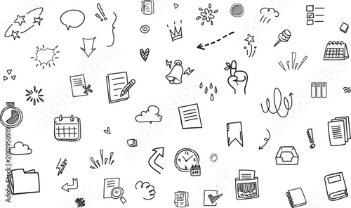 Minimalist Small Memo Icons Doodle Background Pattern
