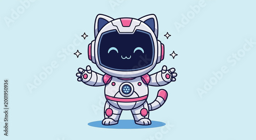 Cute Cat Astronaut Character Illustration.