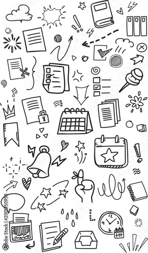 Vertical Productivity and Note Taking Doodle Background