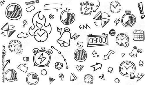 Horizontal Time Rush and Deadline Doodle Background