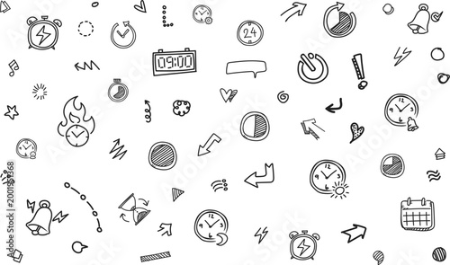 Minimalist Small Urgent Time Icons Doodle Background