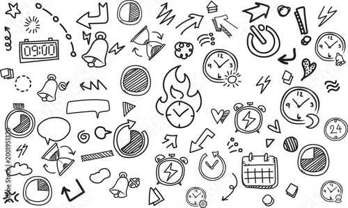 Horizontal Time Rush and Deadline Doodle Background