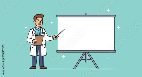 Doctor Presenting Information on a Whiteboard.