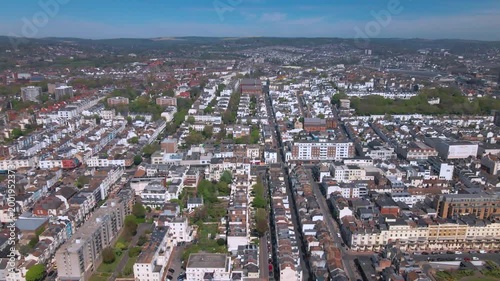 Panoramic aerial view of Brighton residential districts and urban landscape