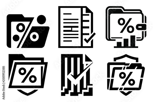 Accounting invoice report and business payment icon set