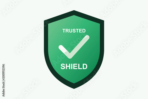 Trusted green shield icon with checkmark symbol for security and protection security protection checkmark verified reliability guarantee approval authenticity