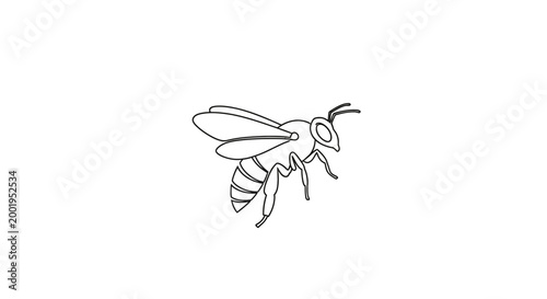 a black and white drawing of a bee.