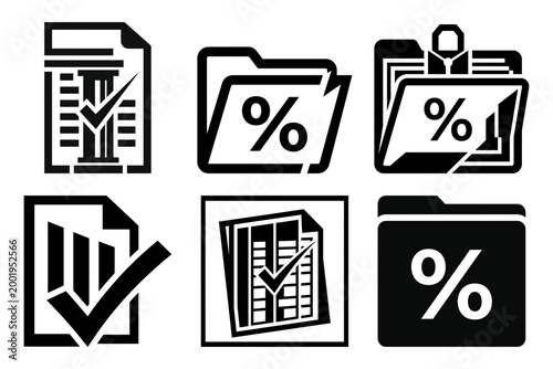 Tax calculator receipt and financial service icon set