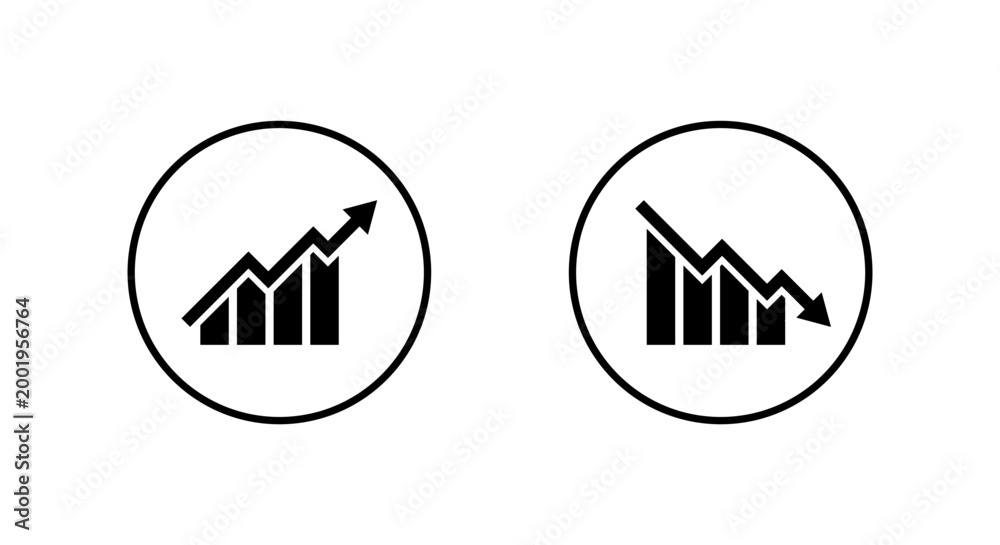 Obraz premium Increase decrease graph icon in circular outline. Business analytics symbol