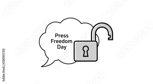 Press Freedom Day Concept with Unlocked Padlock Icon