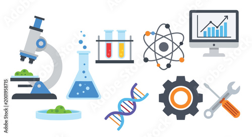 science tools icons set on white background