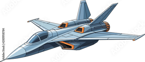Advanced fighter jet displays a sophisticated twin-engine configuration in this clean digital illustration.