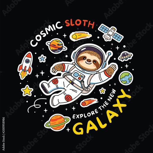 cute sloth space vector 02.eps