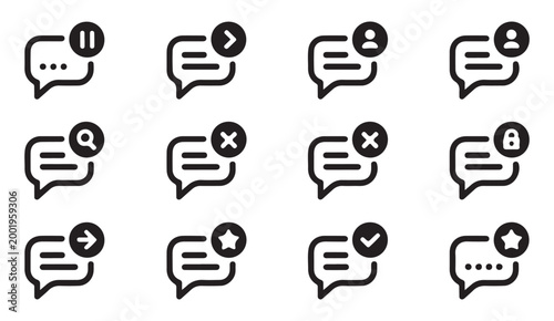 Speech bubble icons chat message communication symbol outline vector graphics and icons communication symbols.
