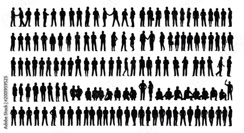 Large diverse group of people standing in rows and raising hands together