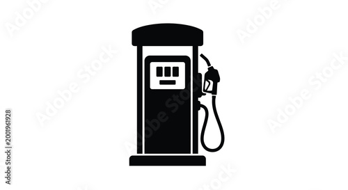 Gas pump silhouette black fuel dispenser on white background