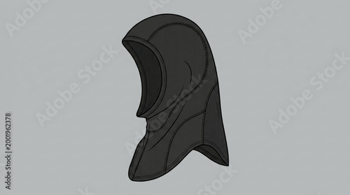 Black Tactical Hood Face Mask Illustration