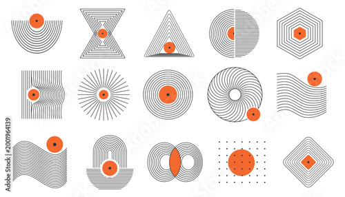 Creative composition of abstract geometric shapes in a minimal flat style, suitable for backgrounds and design.