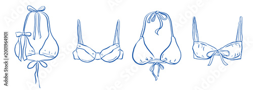 Hand drawn bikini tops collection vector