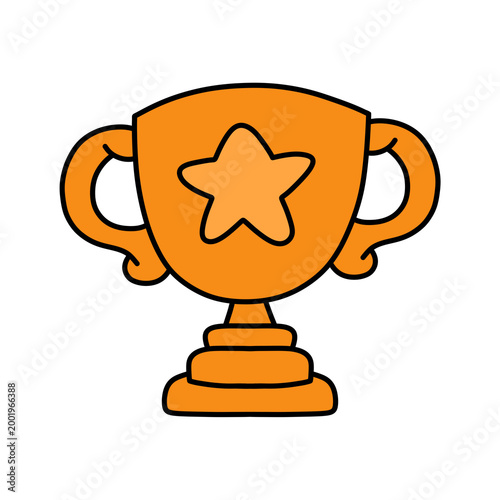 Cute Awards Trophies Ribbons Medal, Gold, Silver, Bronze Hand Drawn Clipart
