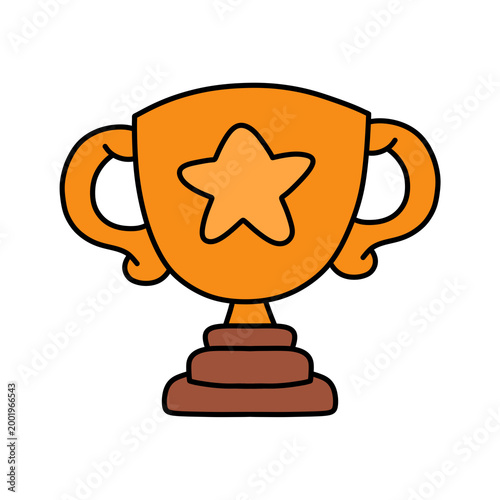 Cute Awards Trophies Ribbons Medal, Gold, Silver, Bronze Hand Drawn Clipart