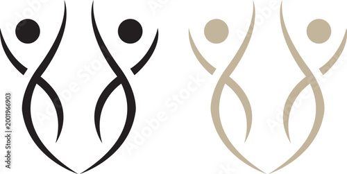 People Fitness Logo Yoga Wellness Health Lifestyle Human Abstract Icon Set
