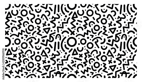 Abstract pattern background with random geometric shapes and lines.