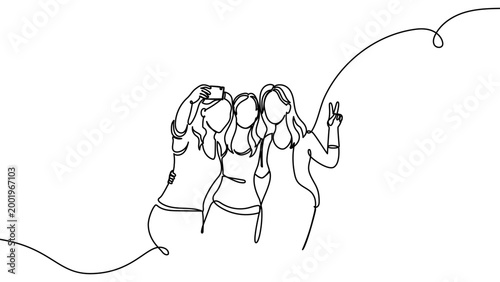 Continuous one line people group art drawing single business couple. Group people team vector diverse together award friendship talking office women concept meeting happy different guy sales character