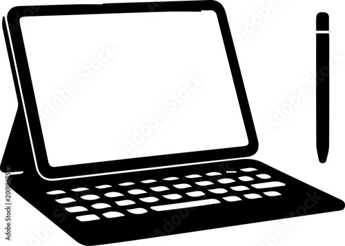 Tablet Laptop Hybrid with Stylus and Keyboard Illustration