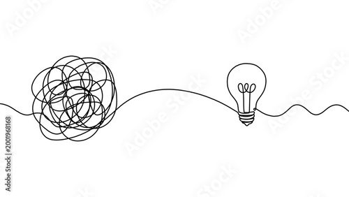 Canvas Print Continuous one line chaos problem scribble simple art icon knot