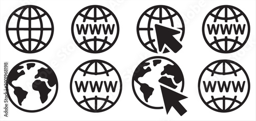 Website internet icon with mouse cursor pointer and globe vector illustration eps 10