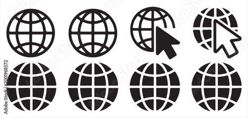 Global internet and website navigation icon set with reflection vector illustration eps 10