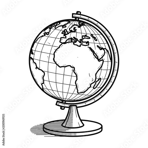 Bild auf Leinwand Globe on stand showing Africa Europe and Asia educational tool for geography