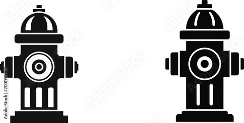 Two black and white fire hydrant icons simple vector illustration