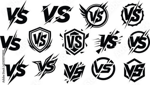 Versus logos collection dynamic designs for competitive confrontations
