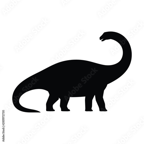 Silhouette of a long necked dinosaur possibly a brachiosaurus in profile