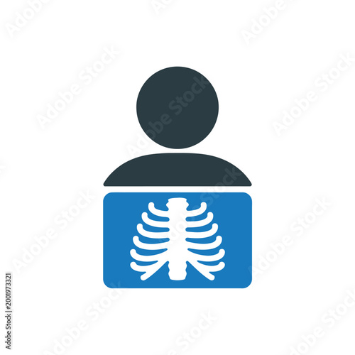 Icon depicting a person with a visible skeletal structure likely an x ray