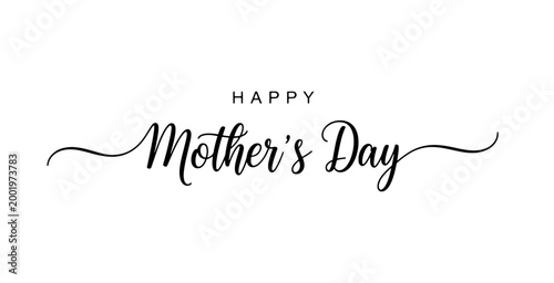 Elegant Happy Mother's Day typography in black script lettering on a white background
