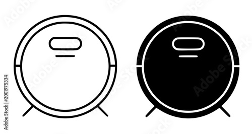 Robot vacuum illustration, outline and silhouette icon