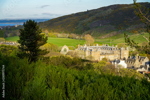 The Palace of Holyroodhouse (also known as Holyrood Palace) in Edinburgh, Scotland. The palace is the official residence of the British monarch in Scotland 
