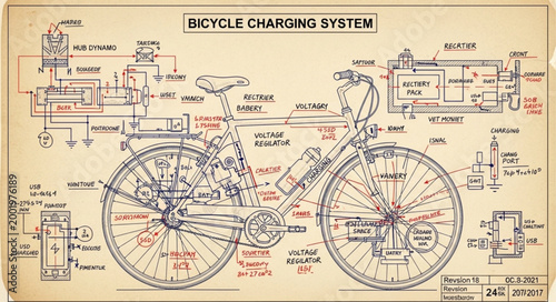 Bicycle Charging System Blueprint Diagram.