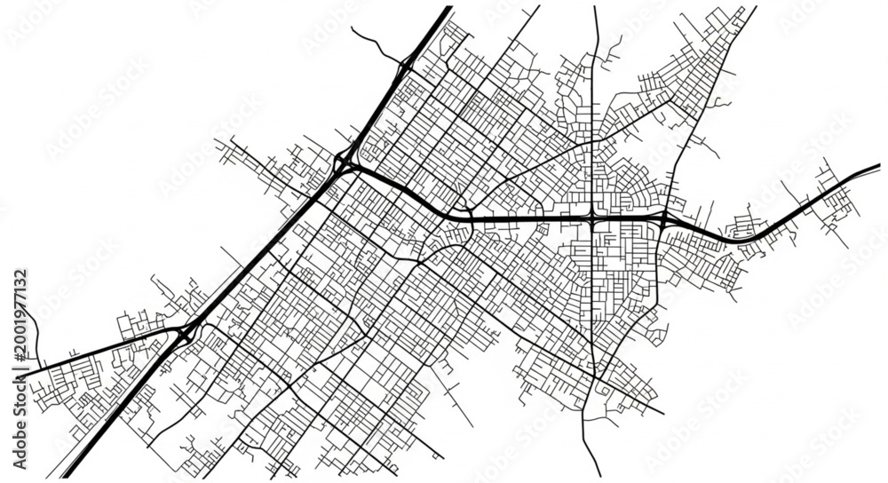 Obraz premium Detailed City Street Map Network Aerial View.
