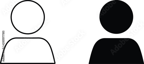 Minimalist black and white human silhouettes isolated on white background