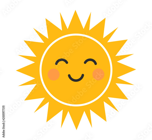 Cute sun smiling icon vector illustration. Clip art design element.
