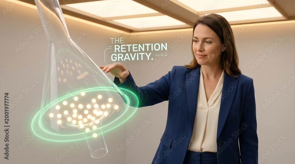 Obraz premium User Retention Concept: Product Manager & Gravity Funnel