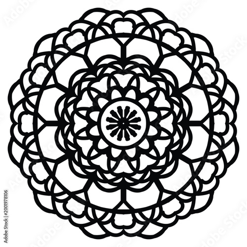intricate black celtic knot mandala with floral center design vector illustration